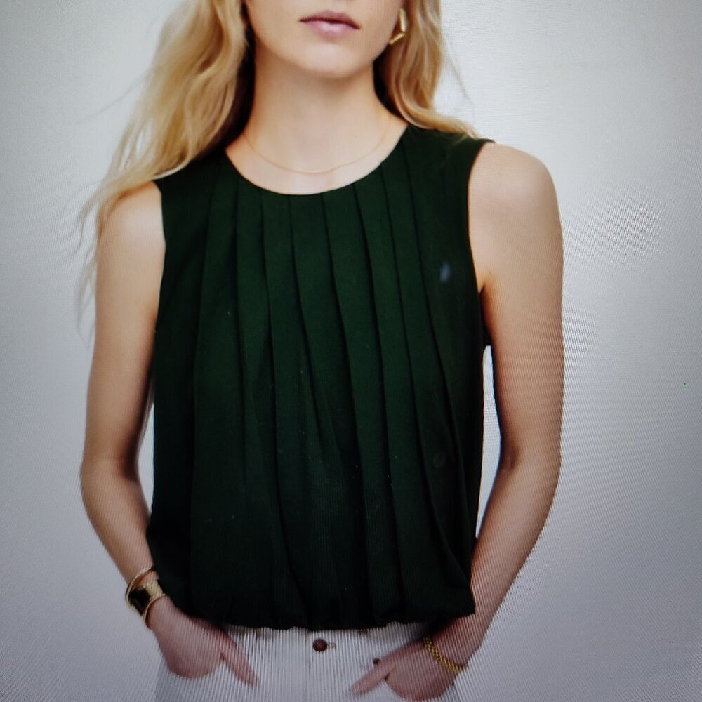 Madewell Summit Green Sleeveless Bubble Top